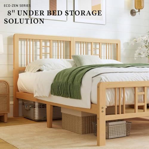 ZIYOO 10 Inch King Bamboo Bed Frame with Headboard, Modern Minimalist