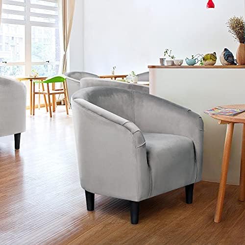Yaheetech Small 25.5in Wide Velvet Barrel Accent Chair for Bedroom, Gray