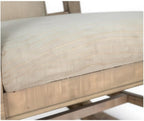 Pemberly Row Mahogany Rocking Chair with Cushioned Seat and Back, Studded Accents, Smooth Rocking Motion, Beige