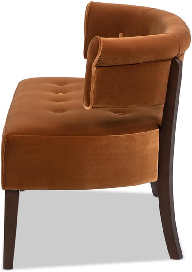 Jennifer Taylor Home Jared Roll Arm Tufted Bench with Back Settee in Burnt Or...