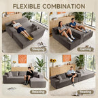 104" Cloud Sectional Couch, Modern Modular L Shape Sectional Sofa with Deep Seat Chaise, Comfy Boucle Boneless Couches for Living Room (Light Grey, Right Chaise)