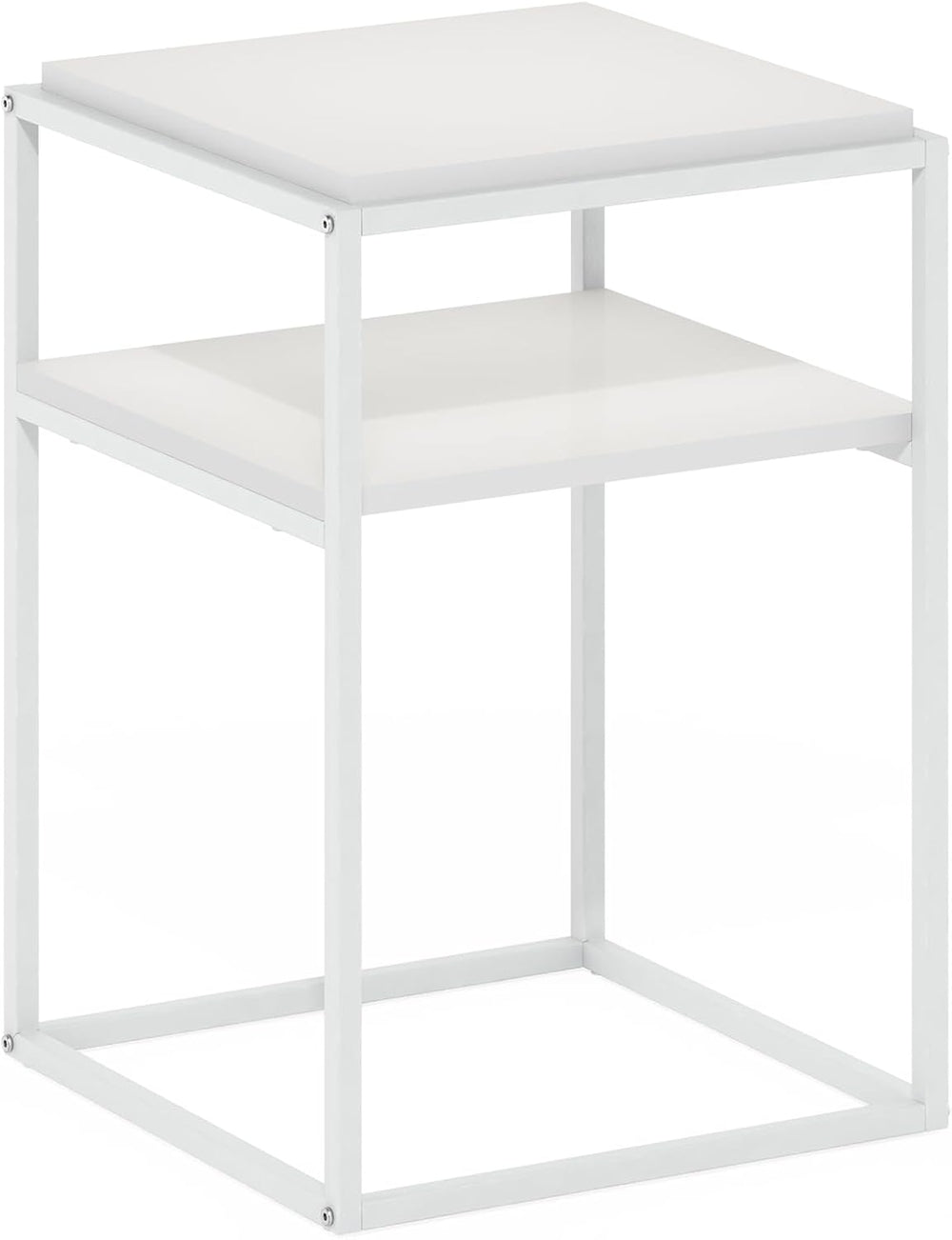 Furinno Moretti Side Table, 2-Tier Stackable Metal Frame End Table with Open ...