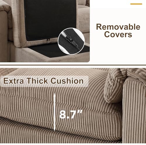 HAOMARKETS Corduroy Sofa Set, Upholstered Ottoman Footrest, Modern Living Roo...