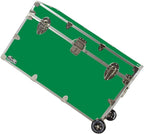 C&N Footlockers - XL Graduate Storage Trunk w/Wheels - Made in the USA - STEEL Footlocker for College Dorm Room & Summer Camp - 32 x 18 x 18.5 Inches (Kelly Green)
