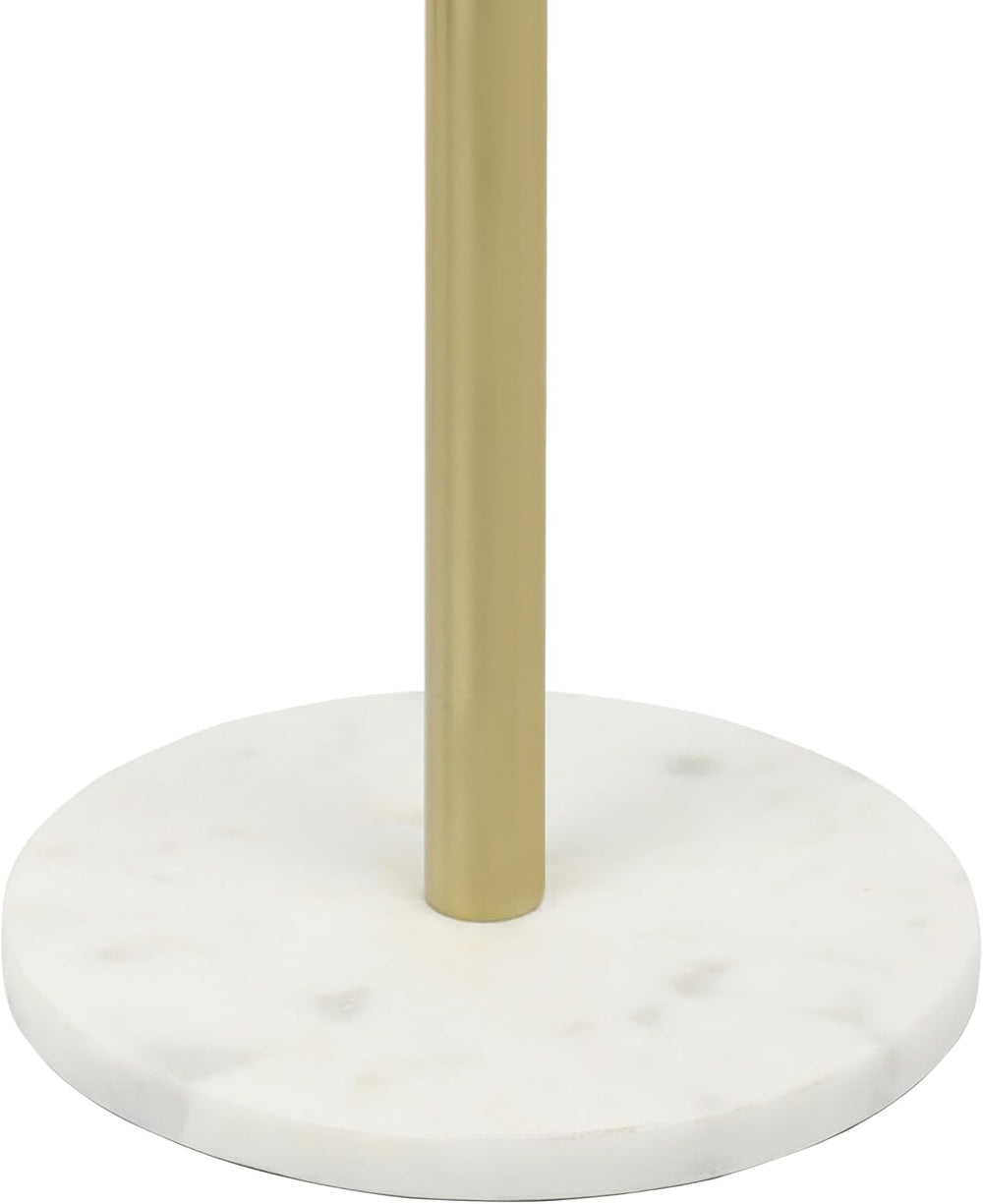JONATHAN Y Cogsen 22.25" Round Marble Pedestal Drink Table, White/Gold |...