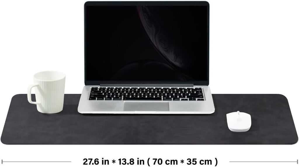 Distressed Leather Desk Mat - Non-Slip PU Desk Pad for Office and Home - Desk Organization and Accessories - Ideal for Large Mouse Pad and Desk Mats on Top of Desks(Charcoal Black,27.6"x 13.8")