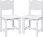 Timy Toddler Wooden Chair Pair, Kids Furniture for Eating, Reading, Playing 2 Pack (White)