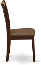 East West Furniture CLC-MAH-C Clarksville Dinette Chairs - Linen Fabric Upholstered Wood Chairs, Set of 2, Mahogany