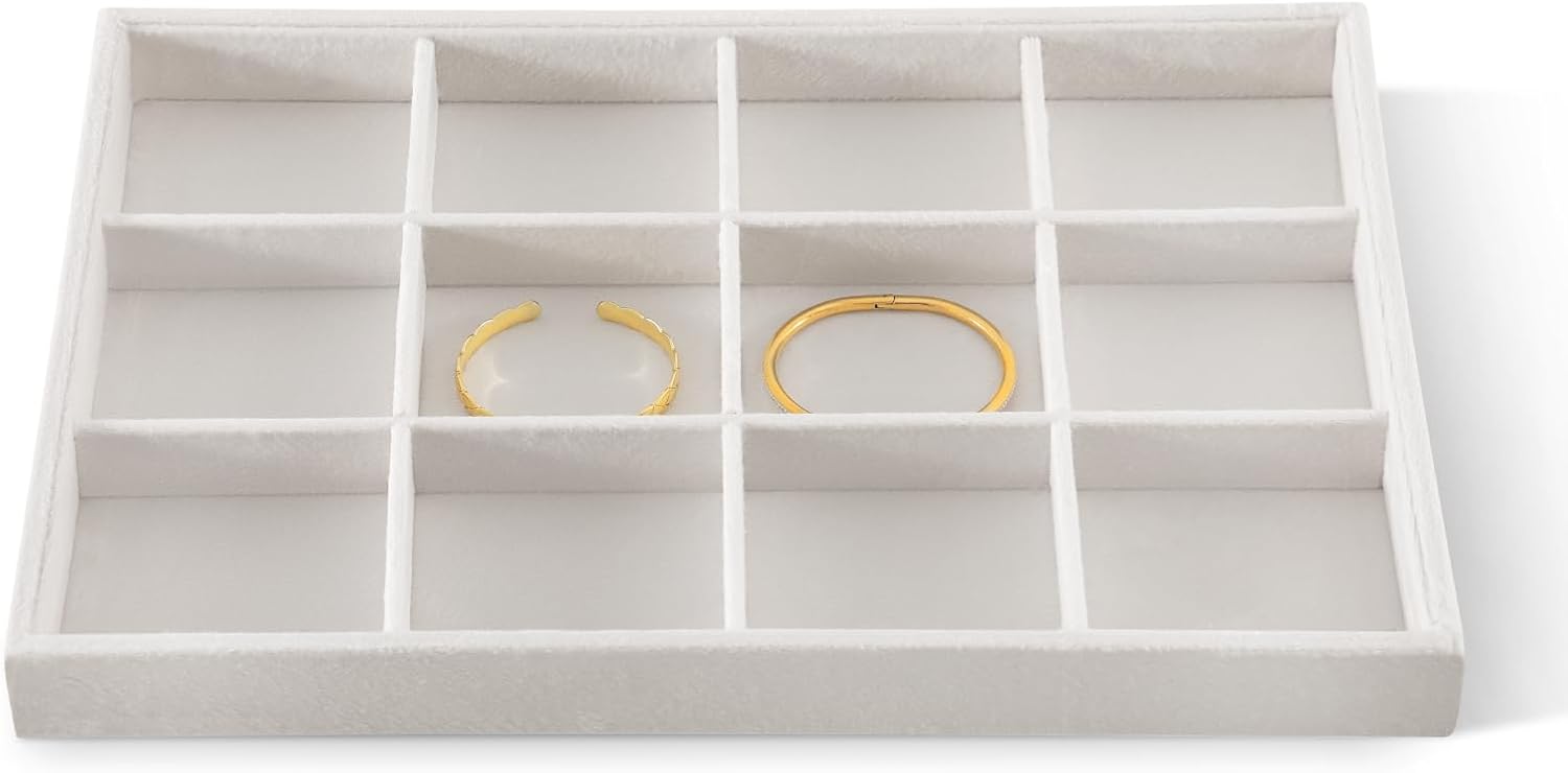 Jewelry Organizer Tray, Velvet Bracelet Display, Premium Jewelry Tray, Luxury Bangle Organizer,White Watch Tray