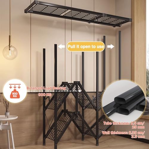Folding Wardrobe,Fabric Cabinet,Foldable Coat Rack with Clothes Rails,Cloth W...