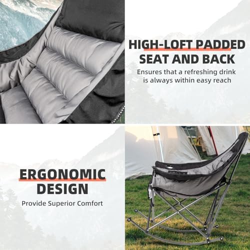 2 PCS Oversized Rocking Camping Chair for Adults - 400lbs Capacity Padded Cam...