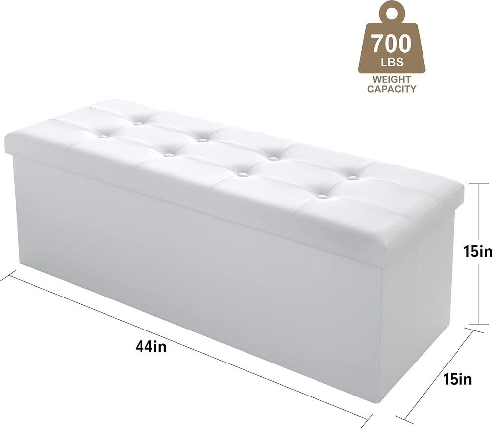 Camabel 43 Inch Folding Storage Ottoman Bench 120L Hold up 700lbs Ottoman wit...