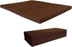 D&D Futon Furniture Queen Brown Shikibuton Trifold Foam Beds 80 x 60 x 4, Folding Foam Bed Ottoman Bench Topper Cushion for Sleepover Guest
