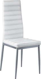 VEVOR Modern Dining Room Accent Chairs Set of 4, Upholstered Leather Side Chair for Living Room, Space-Saving Kitchen Chair with Thick Cushions and Metal Legs, White