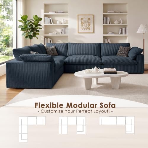 118" Cloud Couch Oversized Modular Sectional Sofa, L-Shaped 5 Seater Dee...