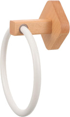 Wooden Hand Towel Ring Holder Space-Saving Bathroom and Kitchen Towel Organizer Lightweight Wooden Rack Drill-Free Wall Mount Design