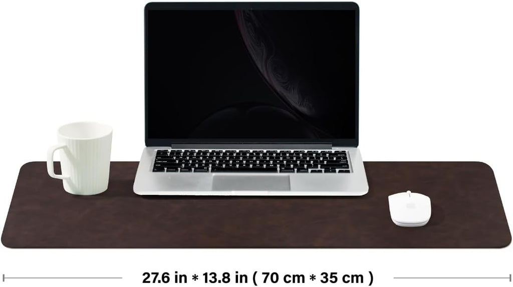 Distressed Leather Desk Mat - Non-Slip PU Desk Pad for Office and Home - Desk Organization and Accessories - Ideal for Large Mouse Pad and Desk Mats on Top of Desks(Espresso,27.6"x 13.8")