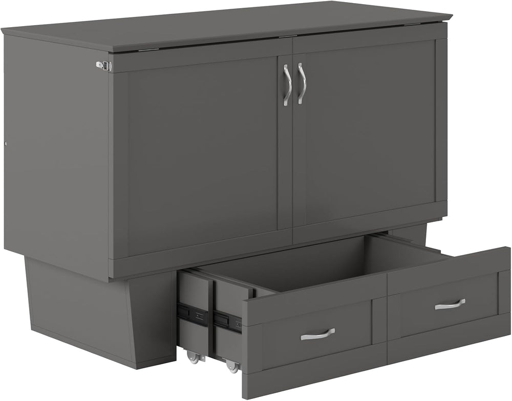 AFI, Monroe Full Murphy Bed Chest with 6" Mattress & Drawer, Grey