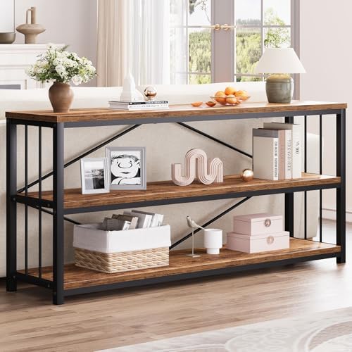 LVB Farmhouse Industrial Console Table for Home, Rustic Brown, 70 Inch | Wood...