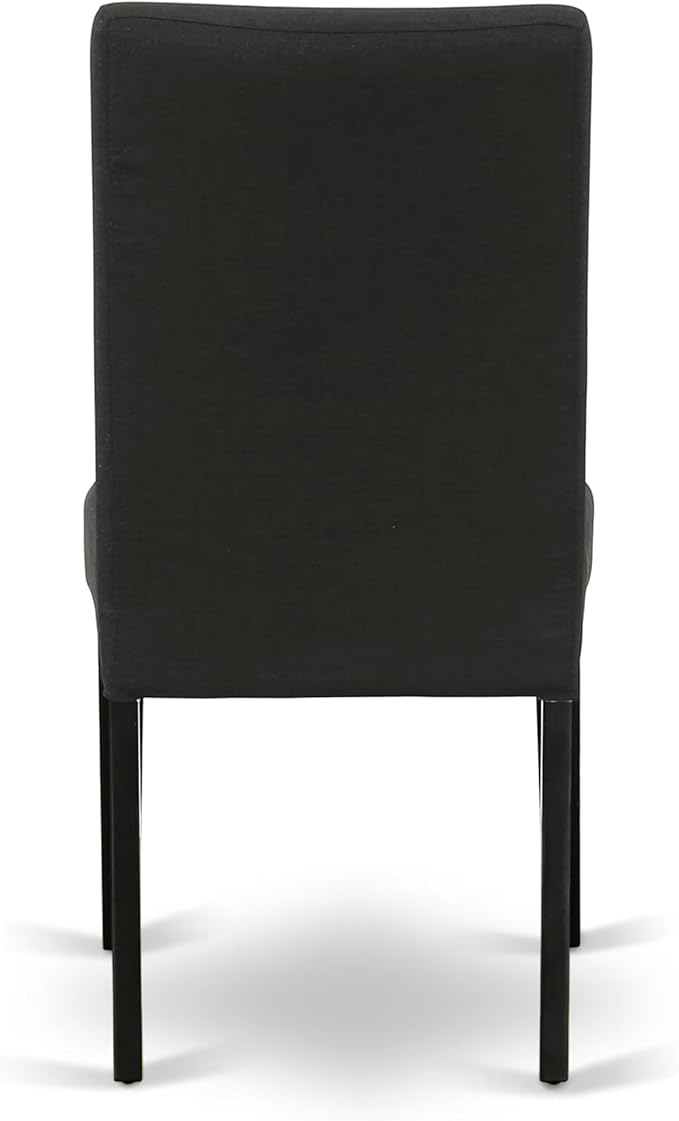 East West Furniture V676DR124-7 7 Piece Dining Room Table Set Consist of a Rectangle Dining Table with V-Legs and 6 Black Color Linen Fabric Upholstered Chairs, 36x60 Inch, Multi-Color