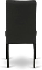 East West Furniture V696DR124-6 6 Piece Kitchen Table Set Contains a Rectangle Dining Table with V-Legs and 4 Black Color Linen Fabric Parson Chairs with a Bench, 36x60 Inch, Multi-Color