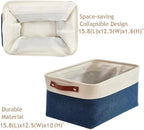 DECOMOMO Storage Baskets for Shelves - Fabric Storage Bins, Linen Closet Organizers and Storage (Navy Blue & White, XL - 3 Pack)