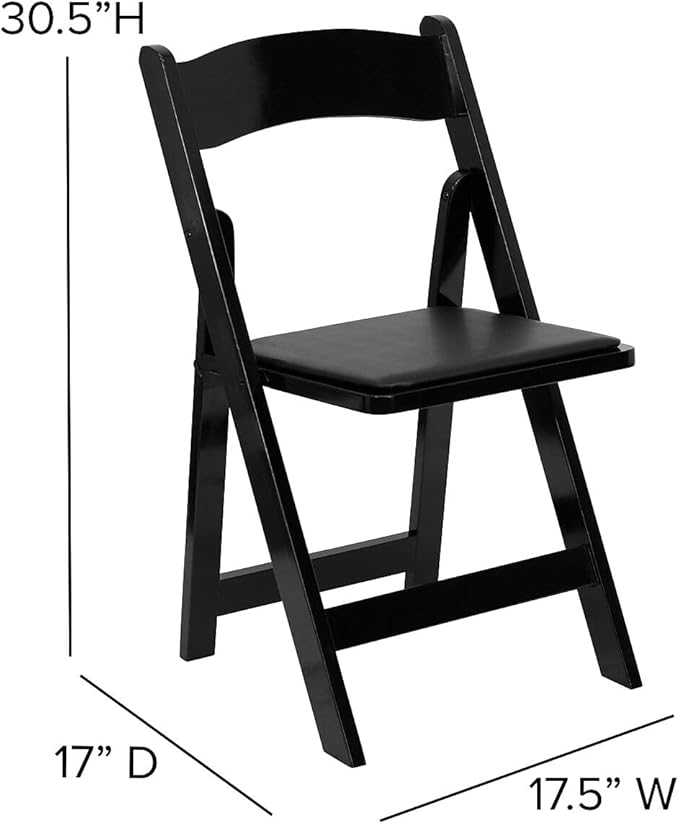 Flash Furniture 2 Pack HERCULES Series Black Wood Folding Chair with Vinyl Pa...