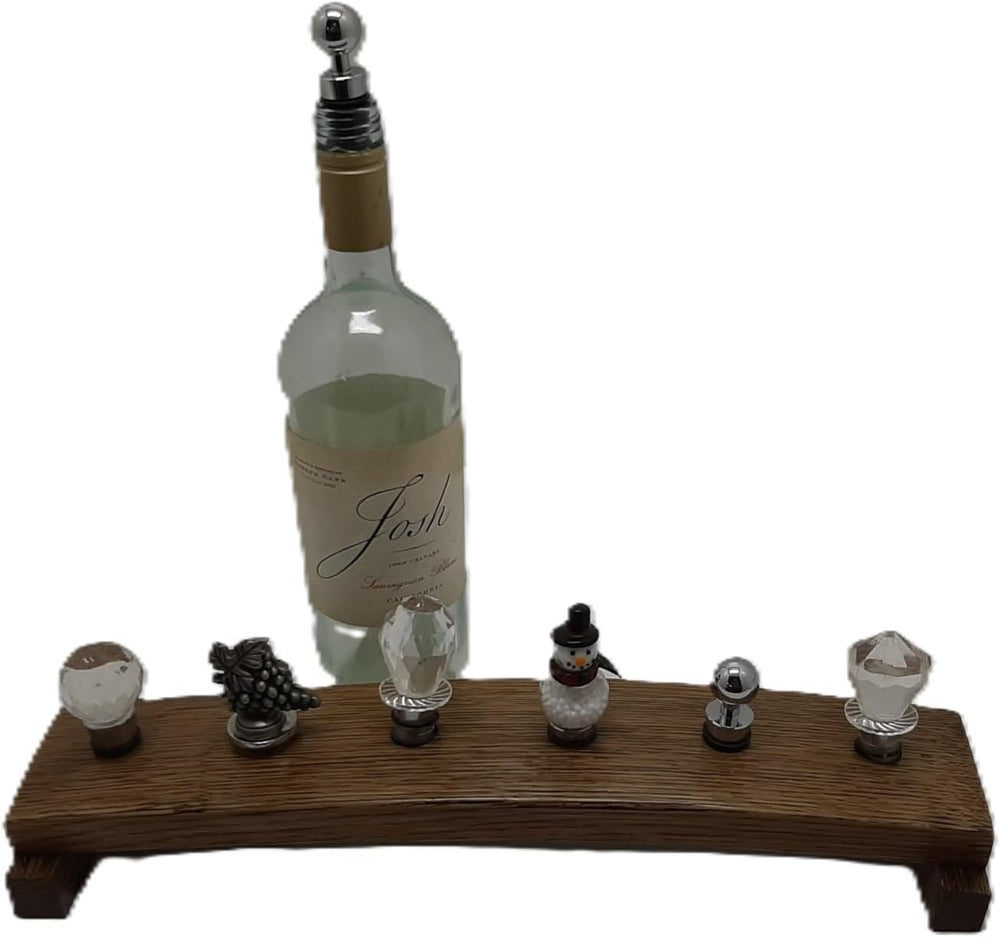 Whiskey Barrel Stave 6 Wine Bottle Stopper Display