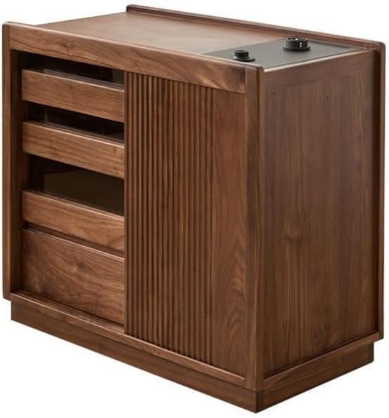 ENGENDER Couch Side Table 78x41x69cm Walnut Home Sofa Side Cabinet, Living Ro...