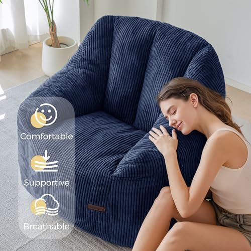 MAXYOYO Bean Bag Chair for Adults, Foam-Filled Floor Sofa for Reading | Bean ...