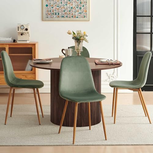 Dining Table Set for 4, Mid Century Modern 47 Inch Wooden Round Dining Table ...