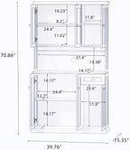 71" Kitchen Pantry Storage Cabinet with Microwave Oven Countertop, Adjustable Shelves, 6 Doors and 1 Drawer-Black (White + MDF)