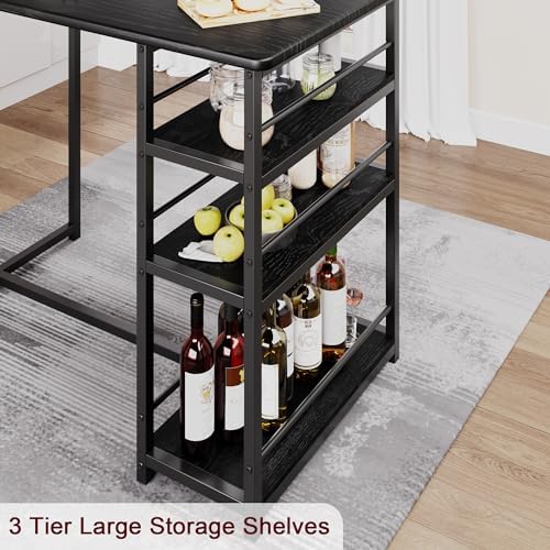 Dining Table Set for 2 with 3 Storage Shelves, 3-Piece Counter Height Kitchen...