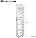 JOYSOURCE Slim Pull-Out Kitchen Cart with 7 Tiers, Narrow Rolling Storage Cabinet for Next to Fridge, Tall 7-Tier Organizer Rack with Black Handles & Wheels White