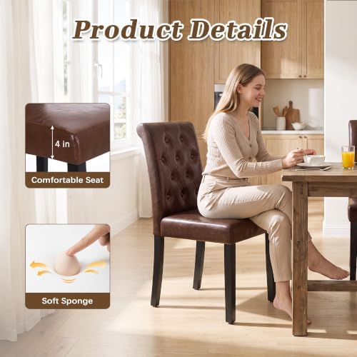 LSSPAID Dining Chairs Set of 6, Modern Armless Parsons Side Chairs, Upholster...