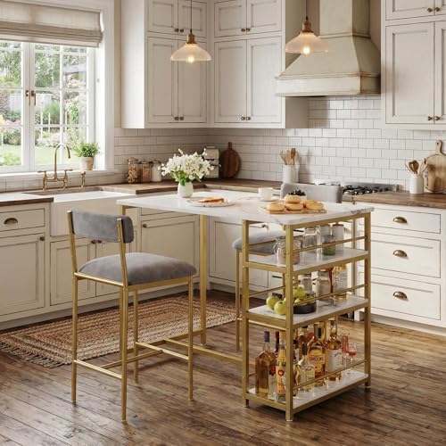 IDEALHOUSE Dining Table Set for 2, Counter Height Kitchen Table and Chairs, B...