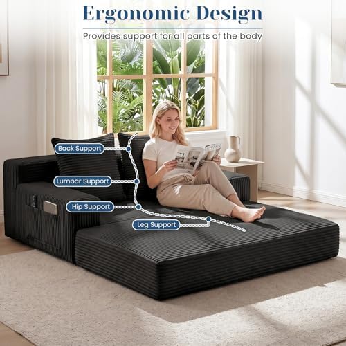 Convertible Sofa Bed,Small Couch & Loveseat,Pull Out Couch Bed for Small ...
