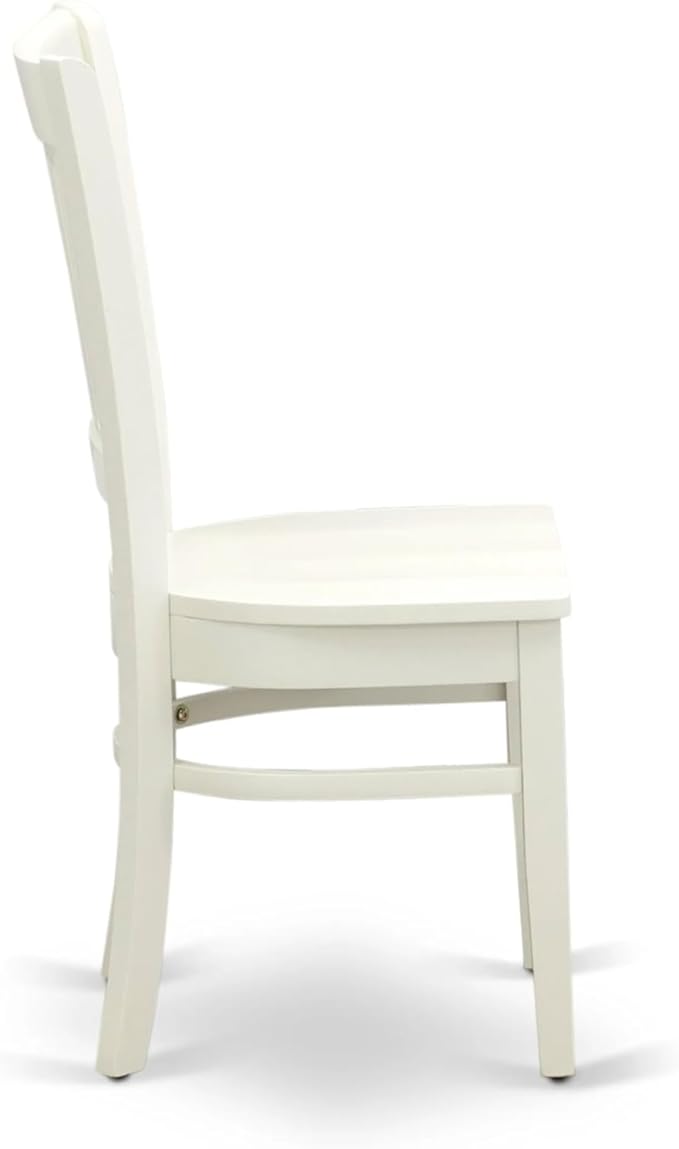 East West Furniture AMVA5-LWH-W 5 Piece Kitchen Table & Chairs Set Includes a Round Dining Room Table with Pedestal and 4 Dining Chairs, 36x36 Inch, Linen White