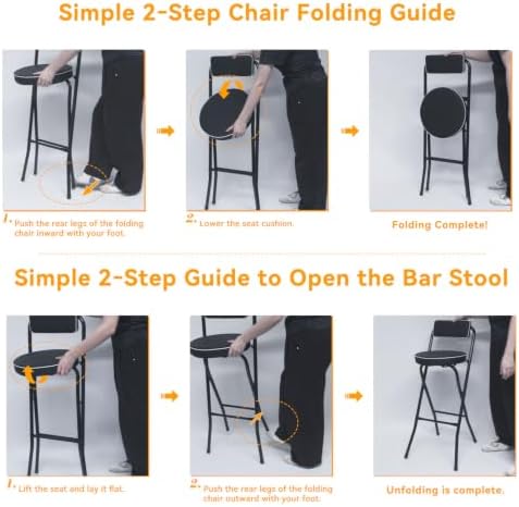 Folding Bar Stool with Footrest 1PCS Tall Folding Stool Foldable Chair