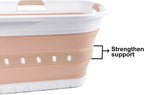 SAMMART 42L (11 gallon) Collapsible Plastic Laundry Basket - Foldable Pop Up Storage Container/Organizer - Space Saving Hamper/Basket (White/Beige)