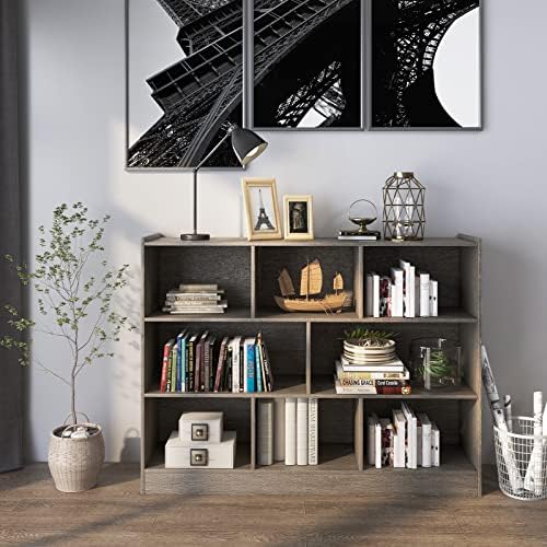 Tangkula 8-Cube Bookcase, Wood 3 Tier Open Storage Bookshelf, Modern Multipur...