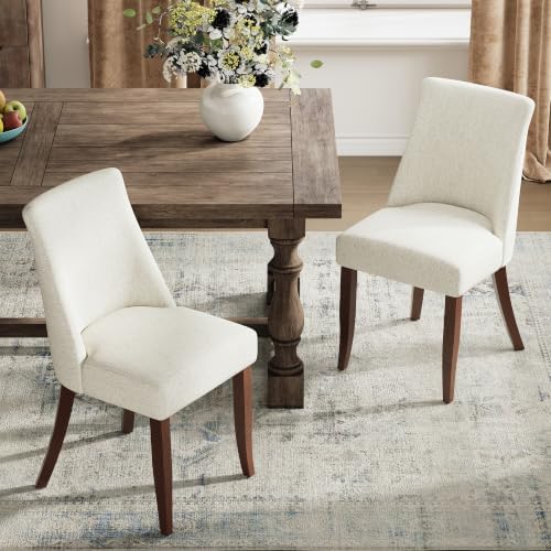 COLAMY Upholstered Mid Century Dining Chairs Set of 6, Beige