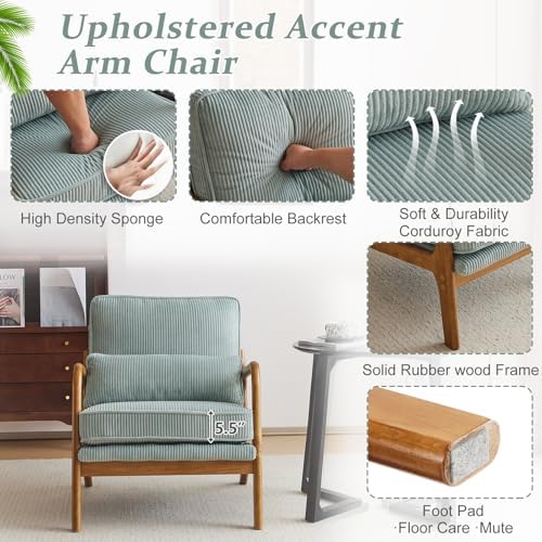 VINGLI Upgraded Premium Corduroy Accent Chair,Upholstered Arm Chair,Solid Woo...