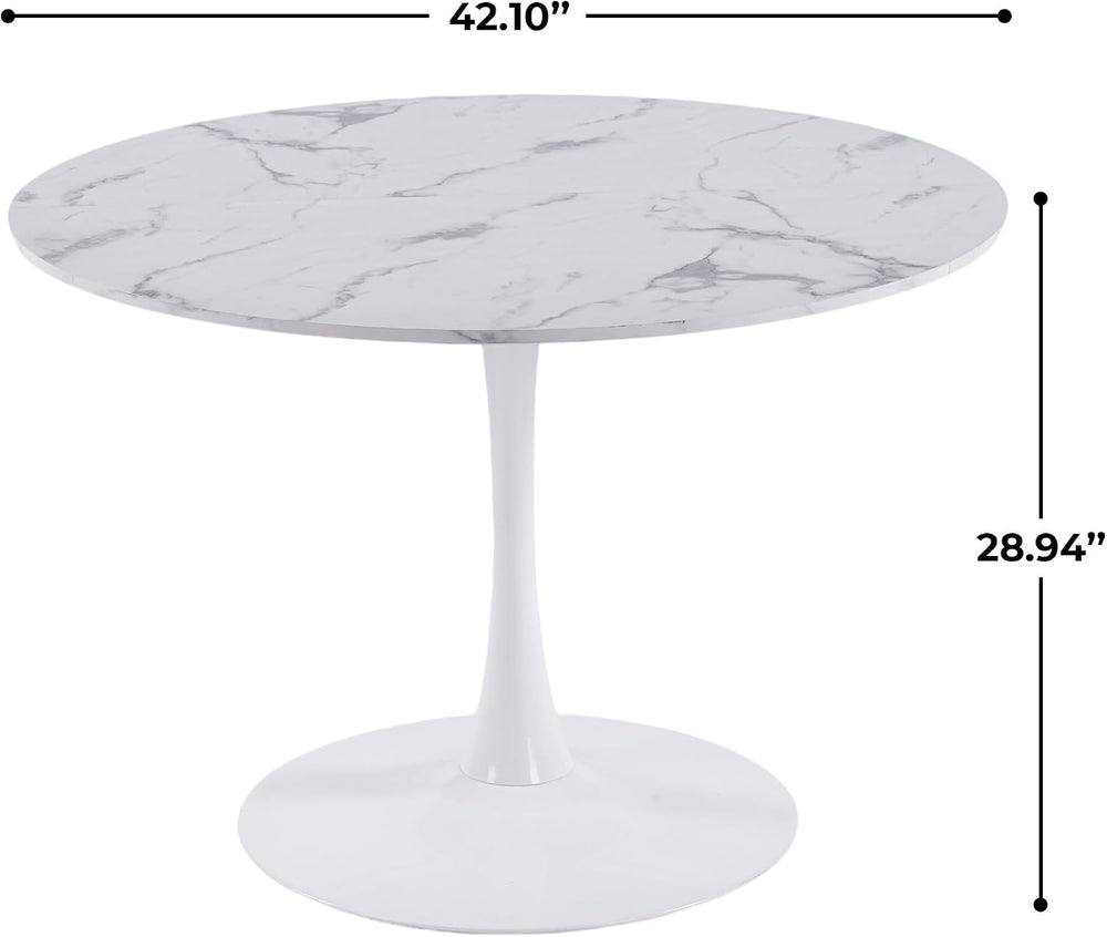 Mid-Century Round Tulip Table, 42" Tulip Dining Table with Sturdy Pedest...
