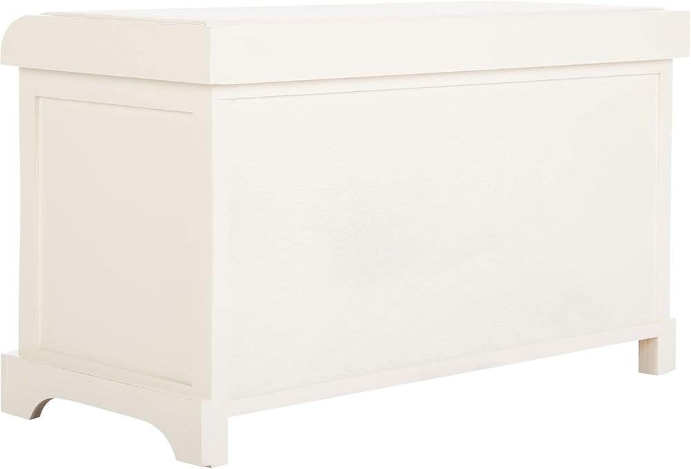 SAFAVIEH Furniture - Freddy 2-Basket Storage Bench - Vintage White - Solid Wo...