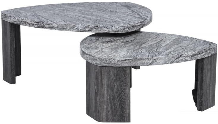 39" Durable Marble Laminate Nesting Coffee Table, Boo Coffee Table with ...