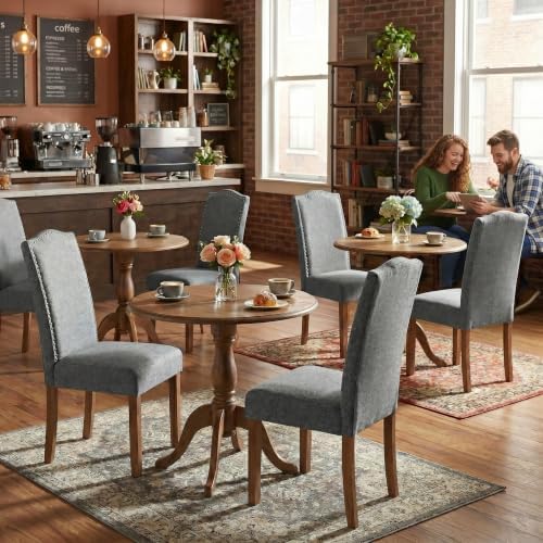Upholstered Dining Chair Modern Stylish Kitchen Diner Fabric Set of 6