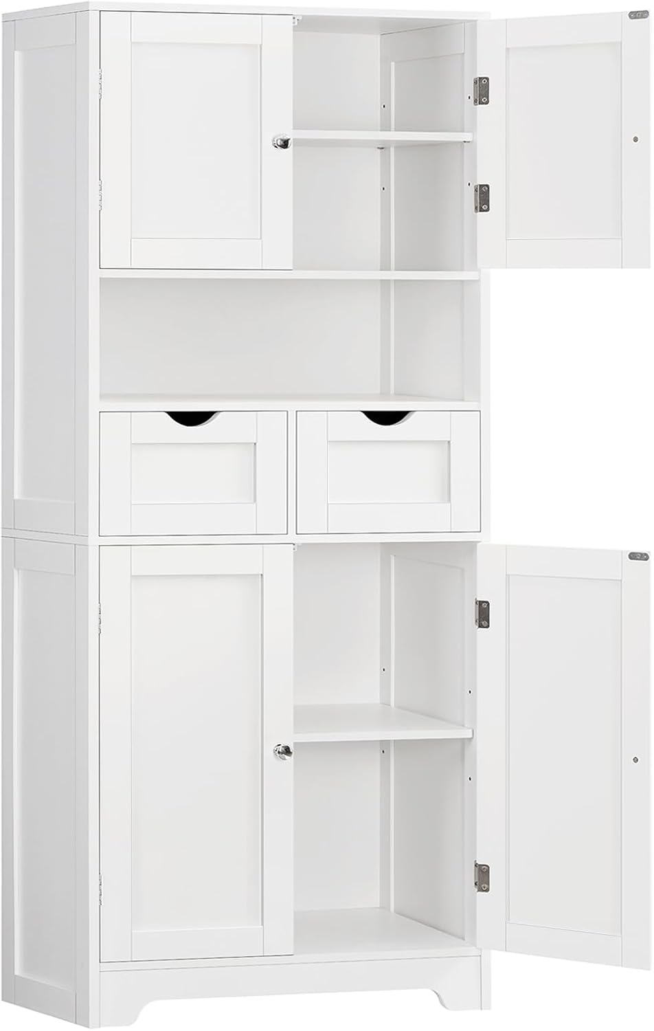 TEENFON 57.8" H Tall Bathroom Storage Cabinet with 4 Doors & 2 Adjus...