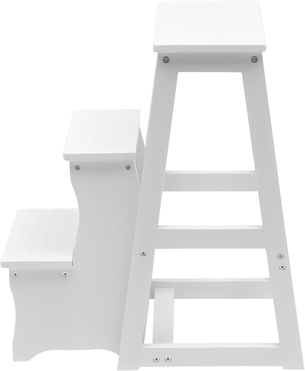 Folding Library Ladder Chair, 3-Step Stool Stepladders Lightweight Portable M...