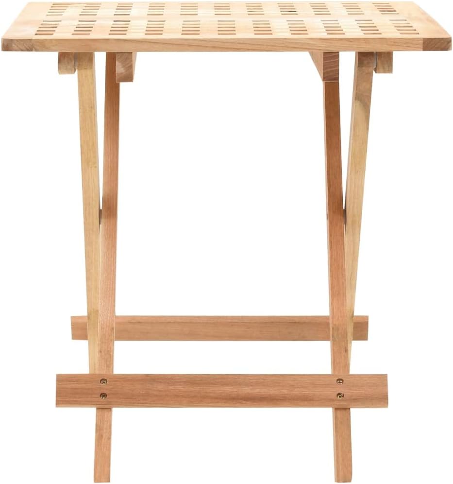 Solid Walnut Wood Foldable Side Table with Elegant Lattice Design, Compact Co...